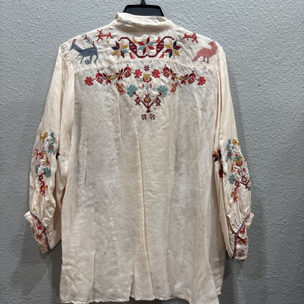 JOHNNY WAS,JWAS ANIMAL TOP ,IVORY MULTI,L