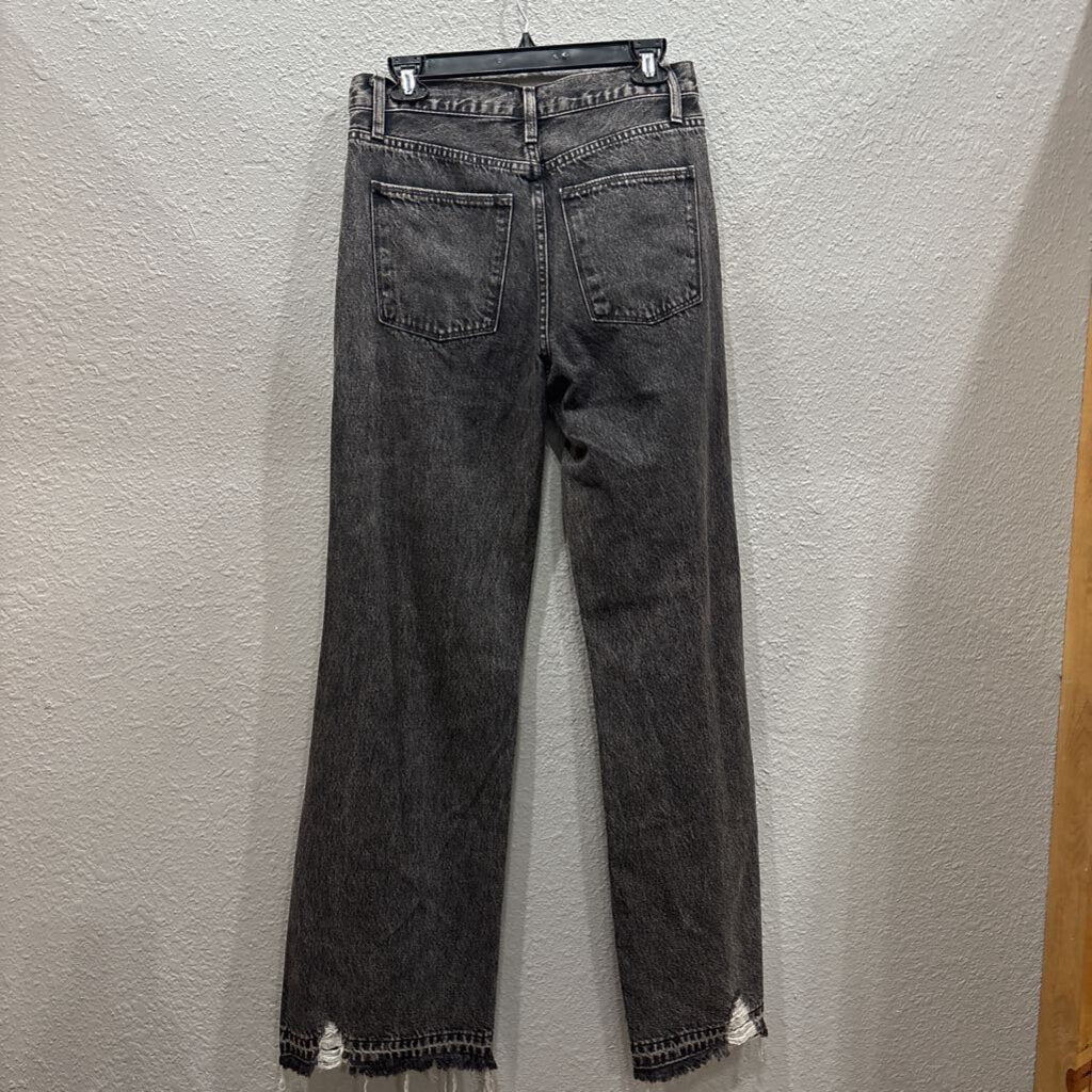 DENIM DISTRESSED STRAIGHT,BLACK,7