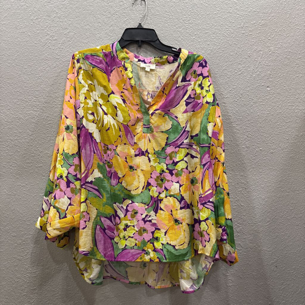 FLORAL TOP ,MULTI,LG