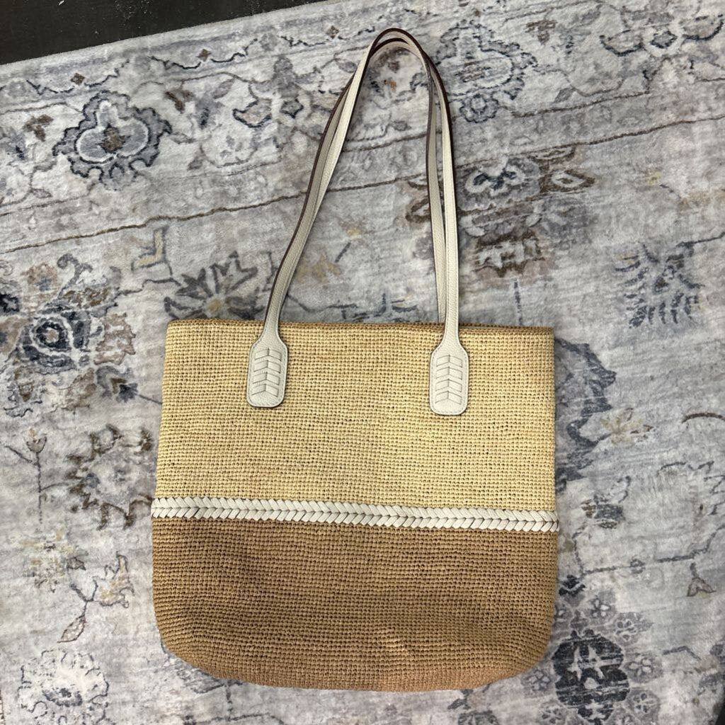BRIGHTON,BRIGHTON WICKER SHOULDER BAG ,tan