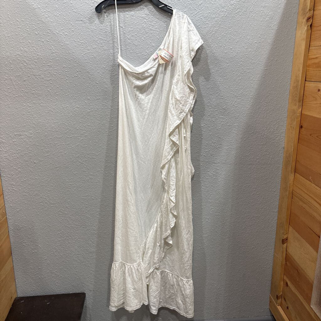 FREE PEOPLE BEACH,FLOWY ONE SHOULDER DRESS ,WHT ,M