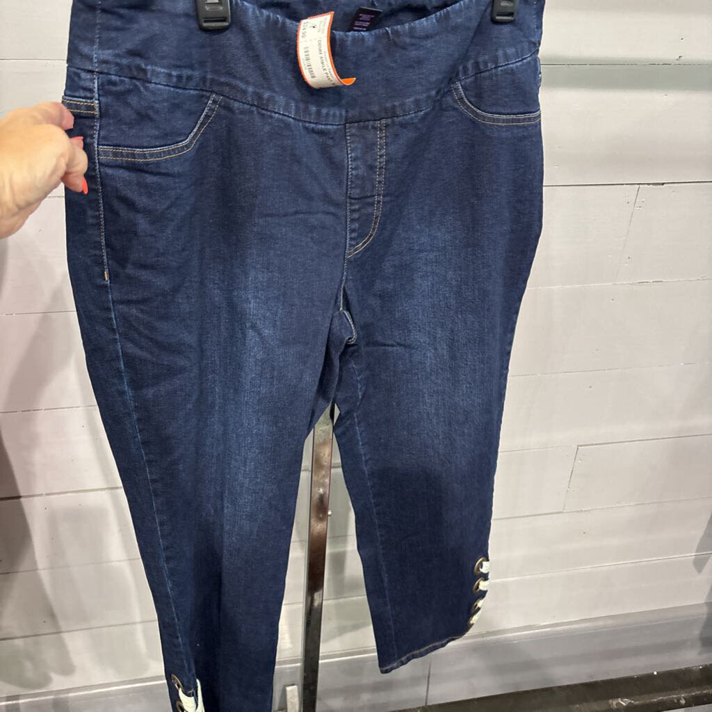 SLIM SATION,DENIM ANKLE PANT ,BLUE,14
