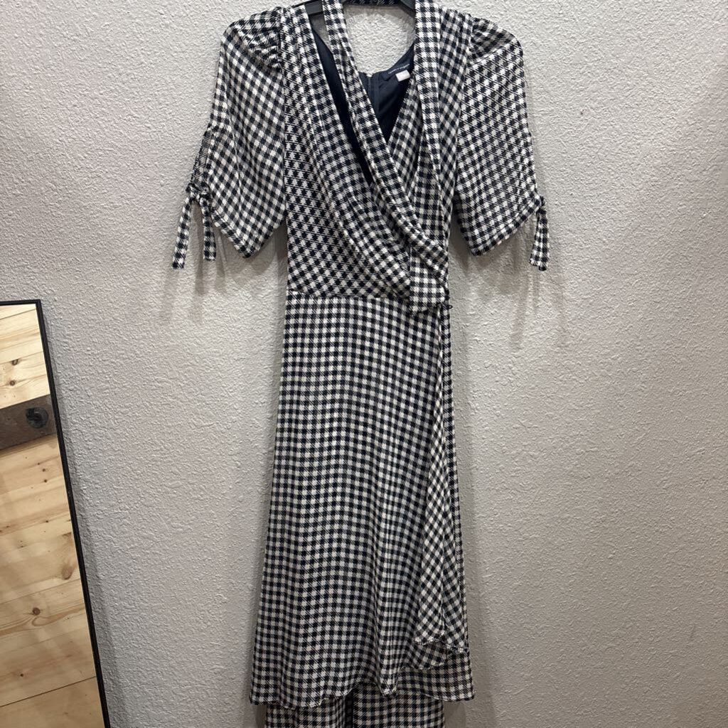 TOMMY HILFIGER,SHEER PLAID RUFFLE DRESS,BLUE WHT,10