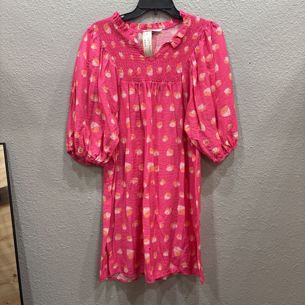 MICHELLE MCDOWELL,PATTERNED DRESS,PINK ORG,M
