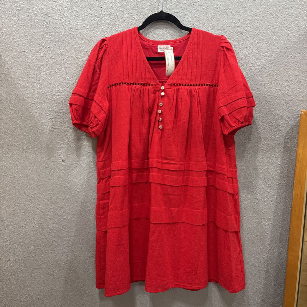 SHOP THE MINT,RUFFLE DRESS,RED,S