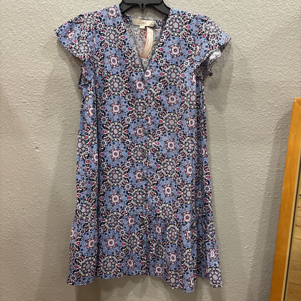 LOFT,RUFFLE DRESS,BLUE,LP