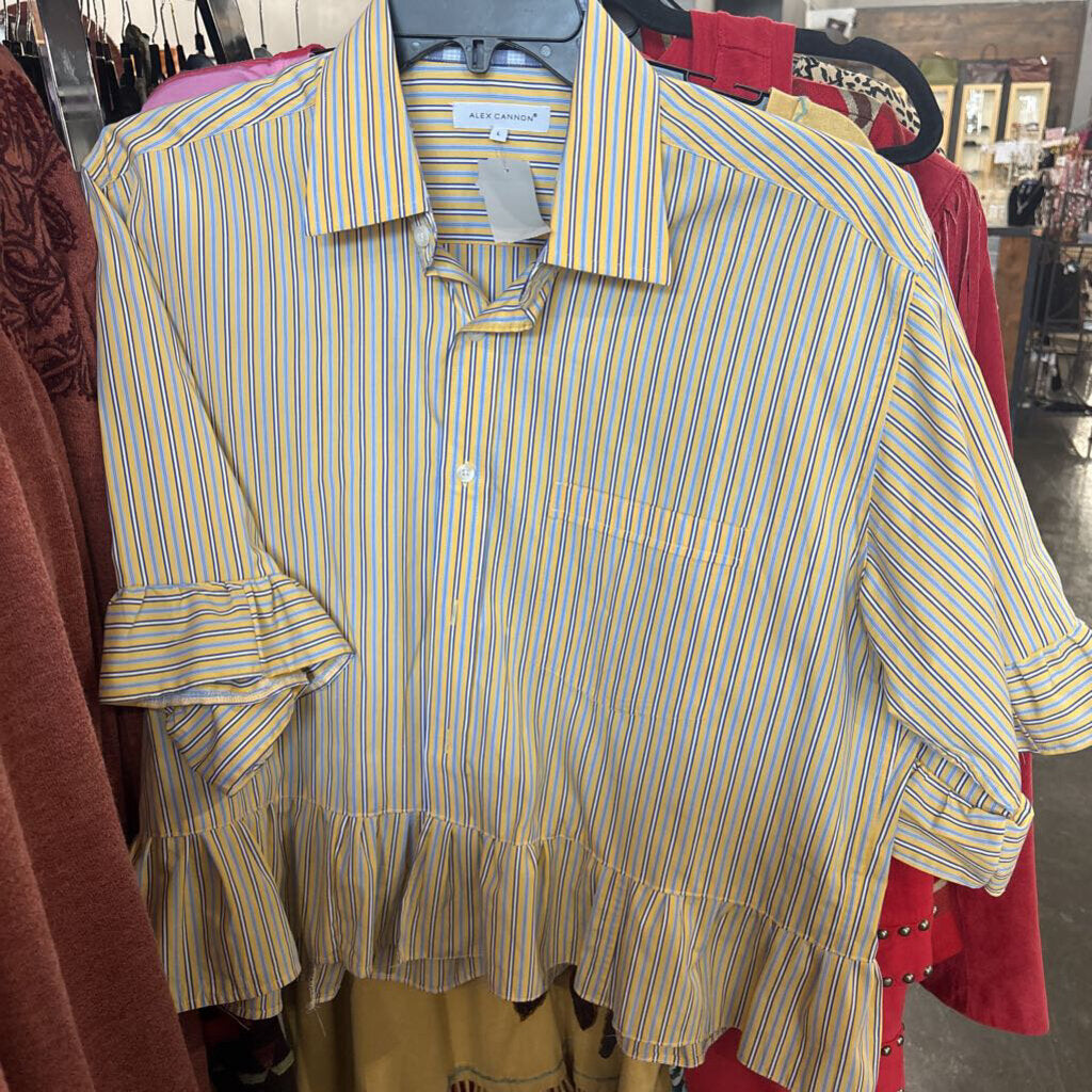 ALEX CANNON,STRIPED W/ RUFFLE,YELLOW,L