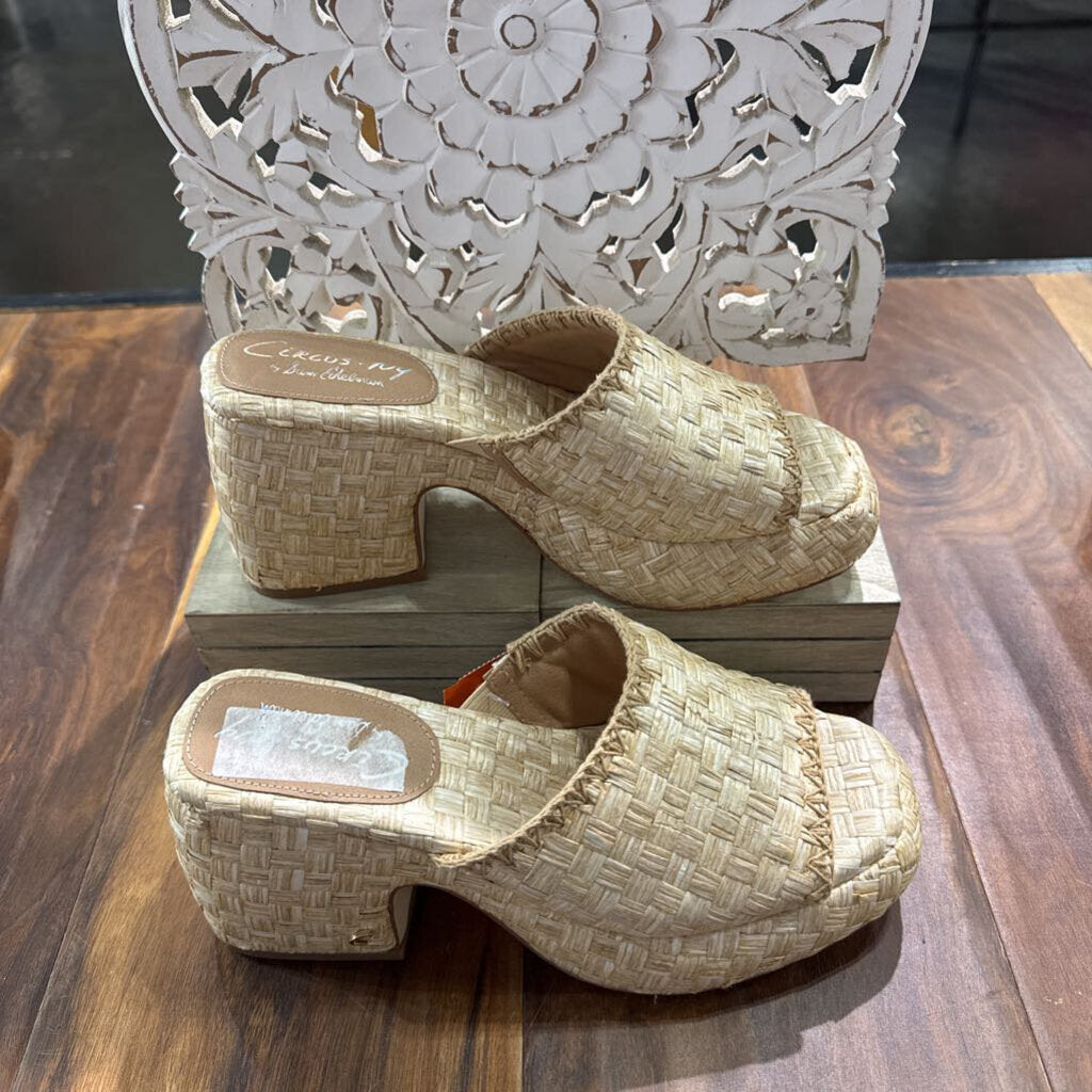 SAM EDELMAN,WICKER BLOCK HEEL,WHEAT,7