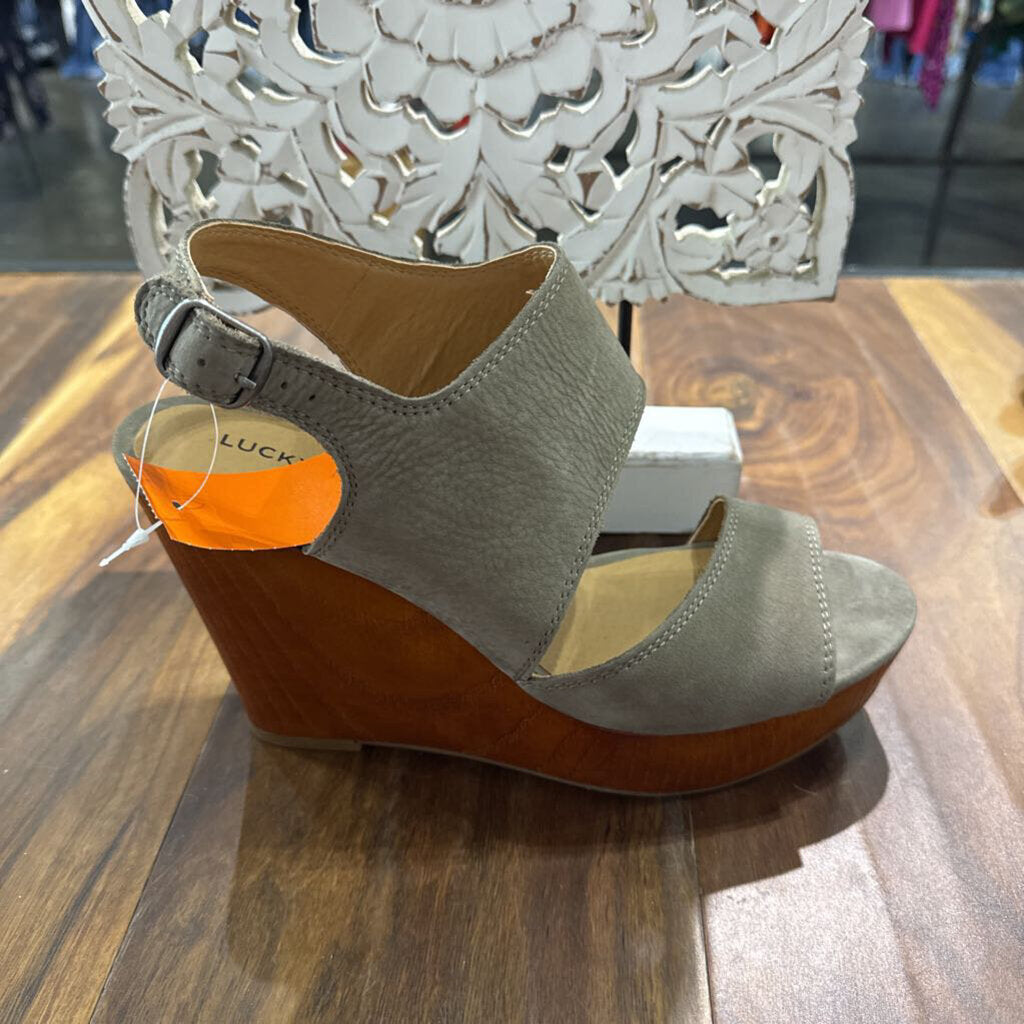 LUCKY BRAND,WEDGE SANDAL,TAUPE,10
