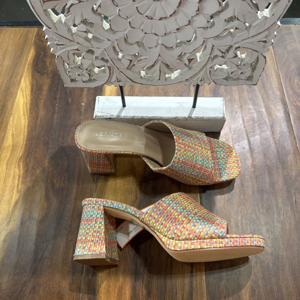BERNESS,TWEEDED BLOCK HEEL ,MULTI,7.5