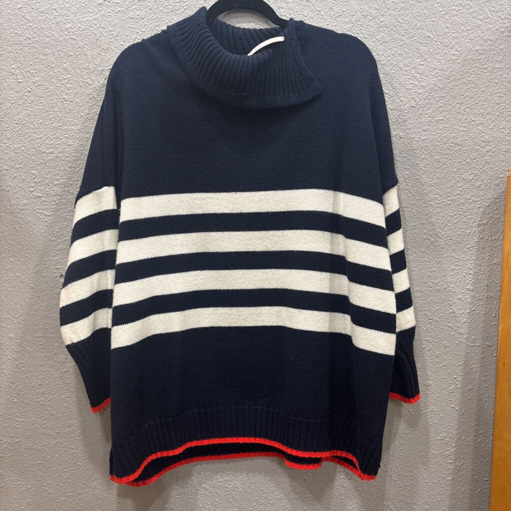 MER SEA,STRIPE SWEATER,NVY RED ,OS