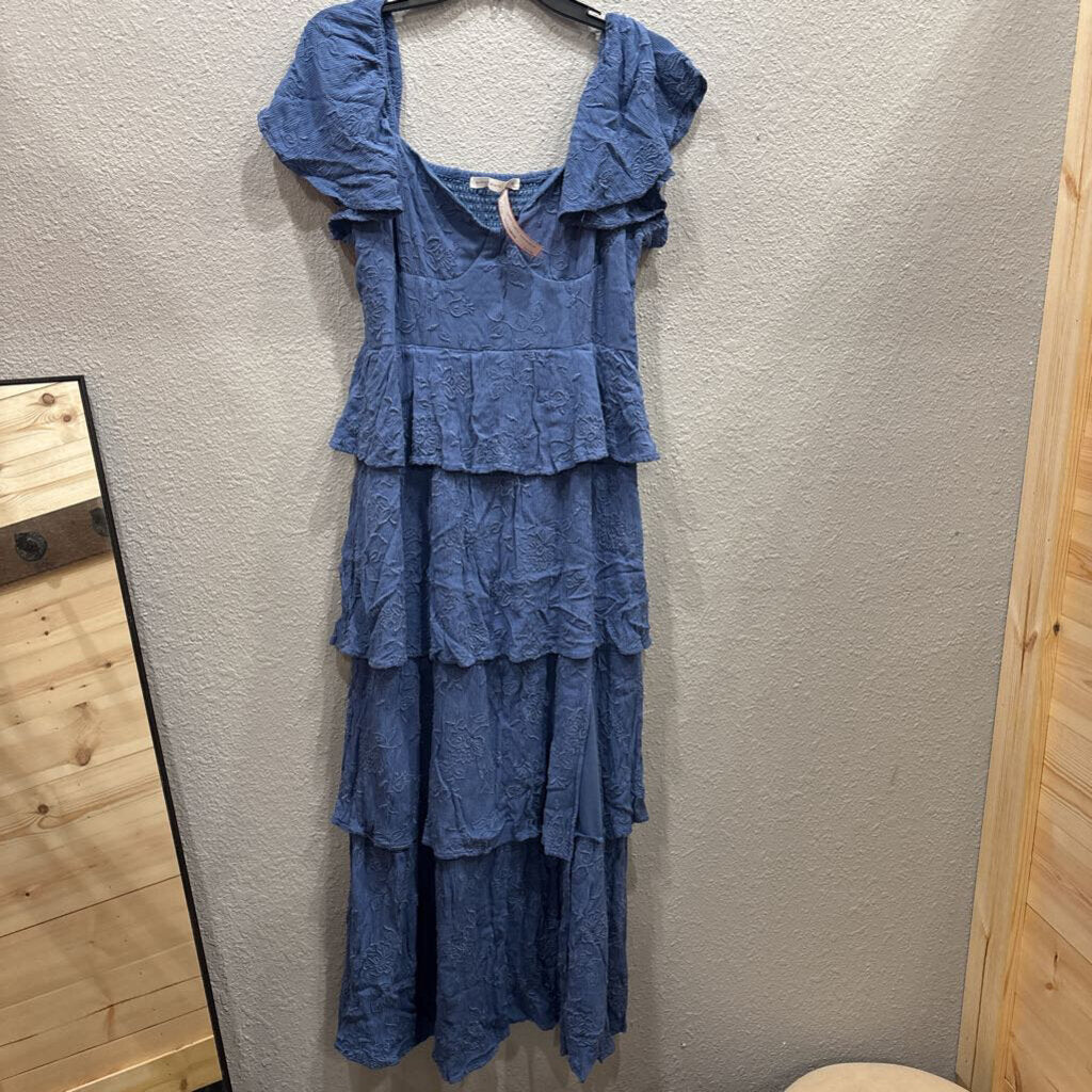 ALTAR'D STATE,FLOWY FLORAL DRESS,BLUE,XL