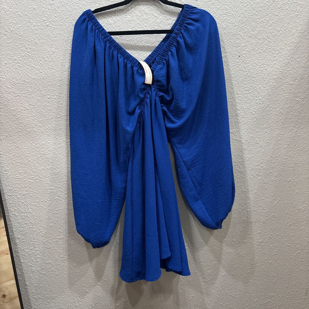 BELL SLVE DRESS ,BLUE ,S