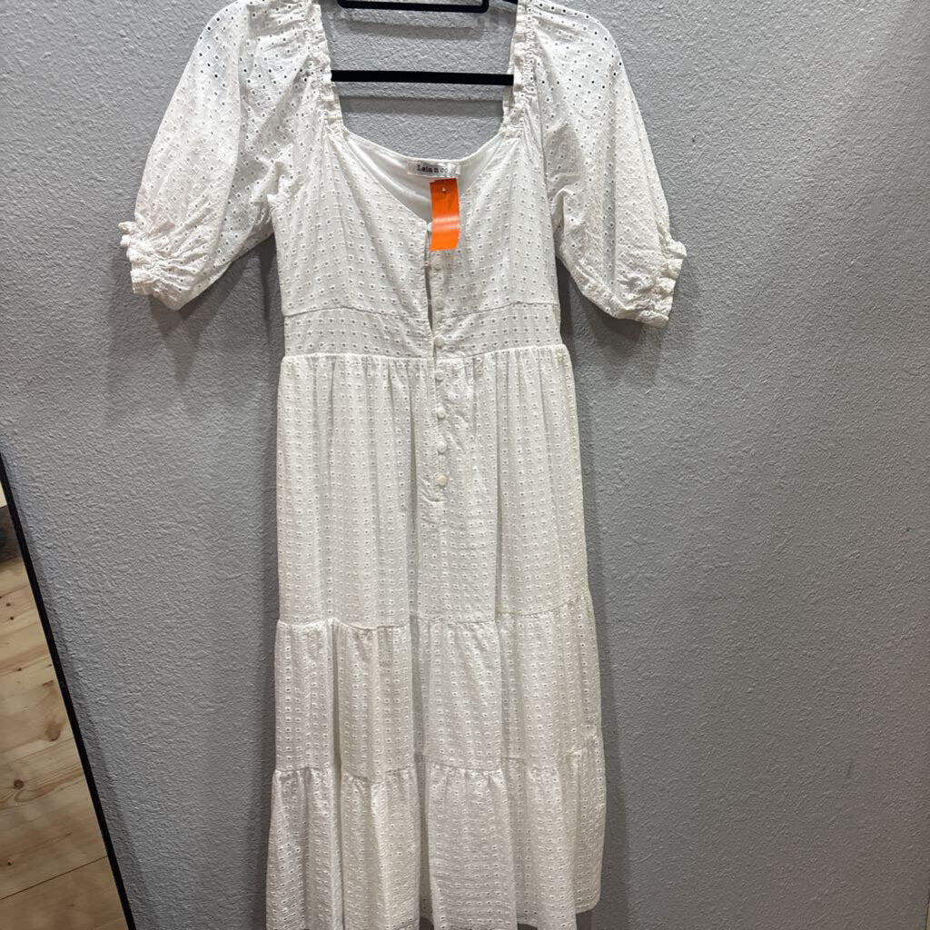LEIA N CO,LACE MAXI DRESS ,WHITE ,S