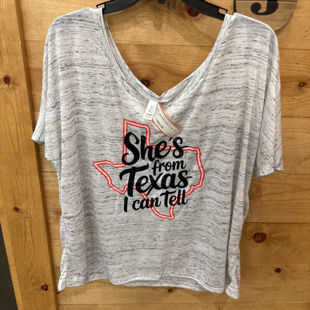 BELLA CANVAS,GRAPHIC FROM TX TOP ,GRY ,L