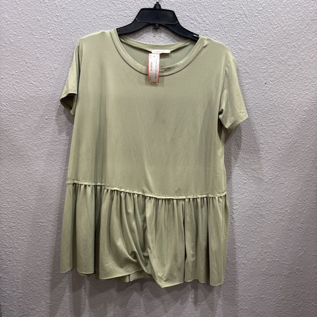 ENTRO,RUFFLE BOTTOM TOP ,GRN ,M