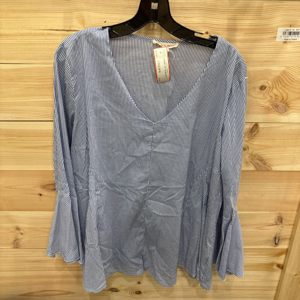 GRAND & GREENE,STRIPE TOP ,BLUE WHT,L