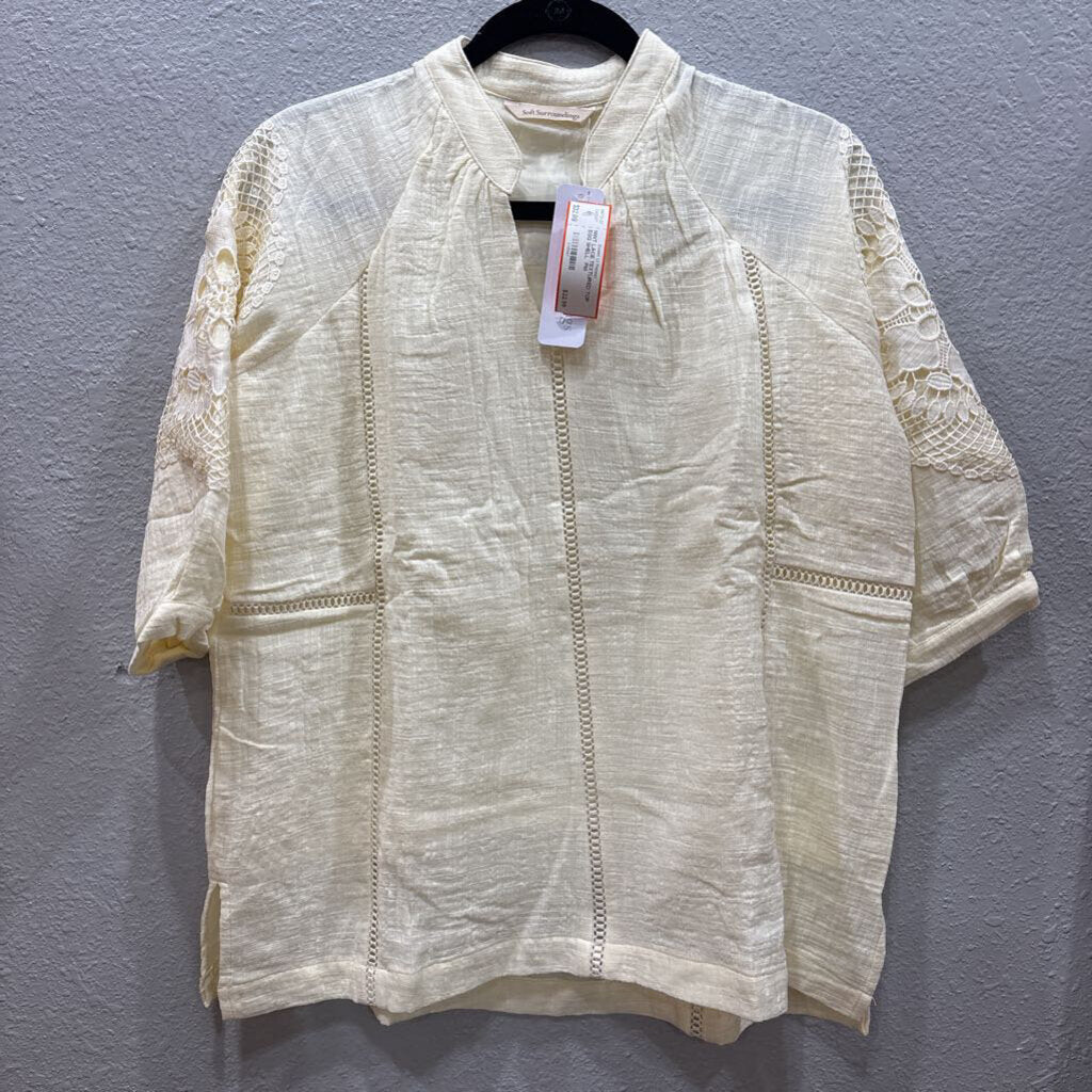 SOFT SURROUNDINGS,NWT LACE TEXTURED TOP ,EGG SHELL ,PM