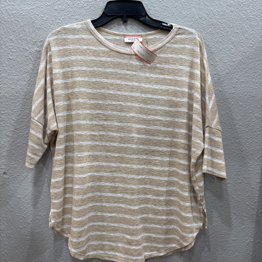 ANDREE',STRIPE TOP ,TAN WHT ,S