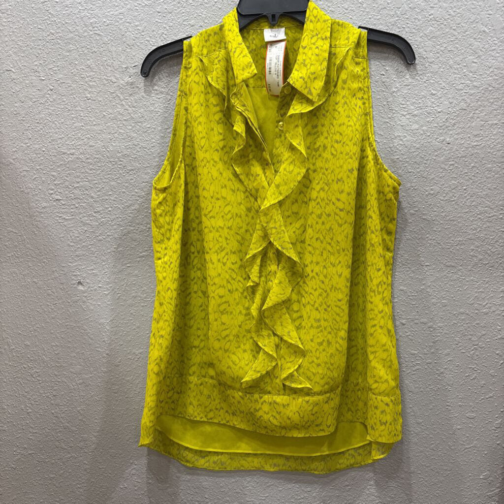CABI,SHEER PATTERNED TANK TOP ,YELLOW,M