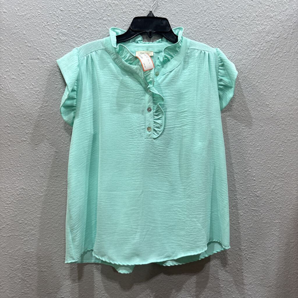 LES AMIS,NWT SHEER TOP ,TEAL ,S