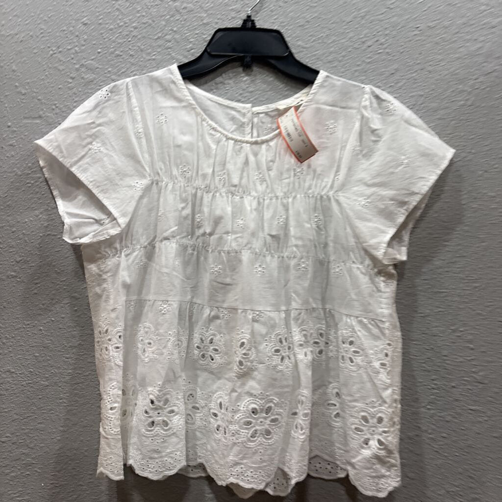 PATTERNED TOP ,WHT,S