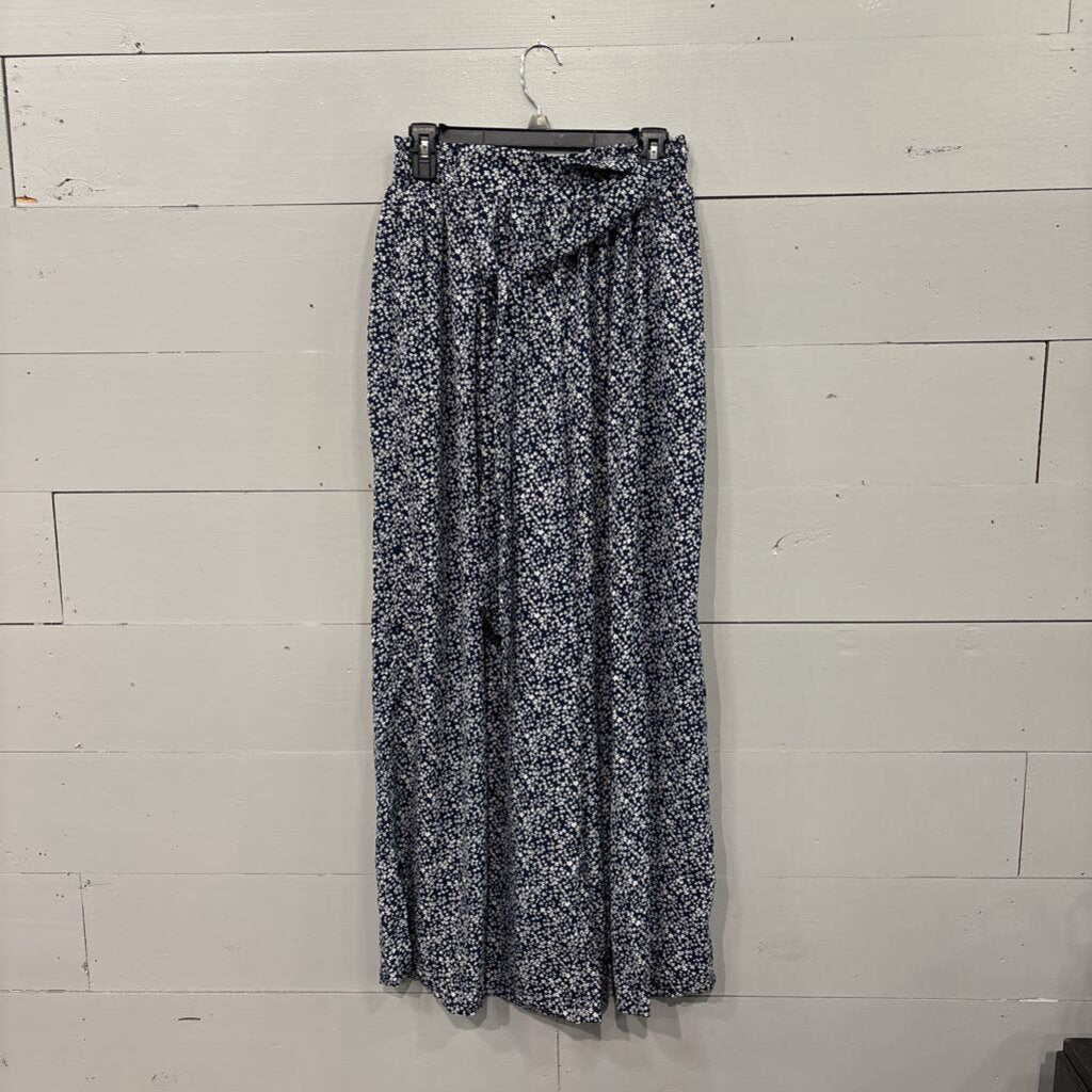 FLORAL SHEER PANT ,BLUE WHT ,M