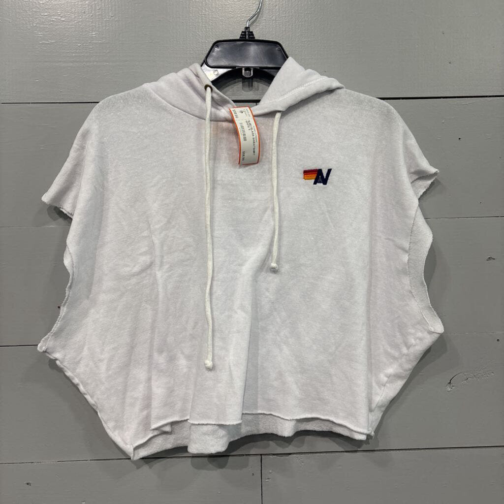 AVIATOR NATION,SLEEVELASS SWEATSHIRT,WHITE,S