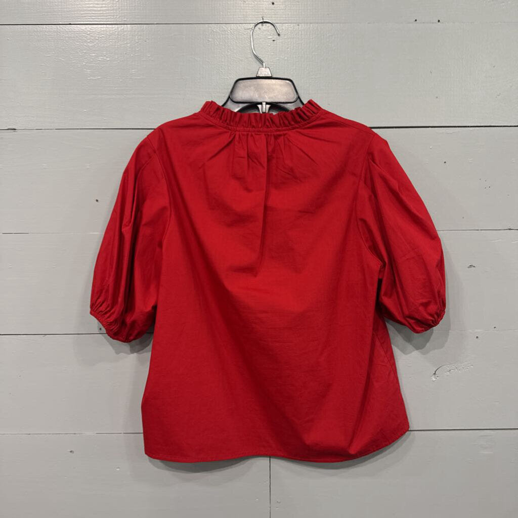 PINCH,PUFF SLVE TOP ,RED,S