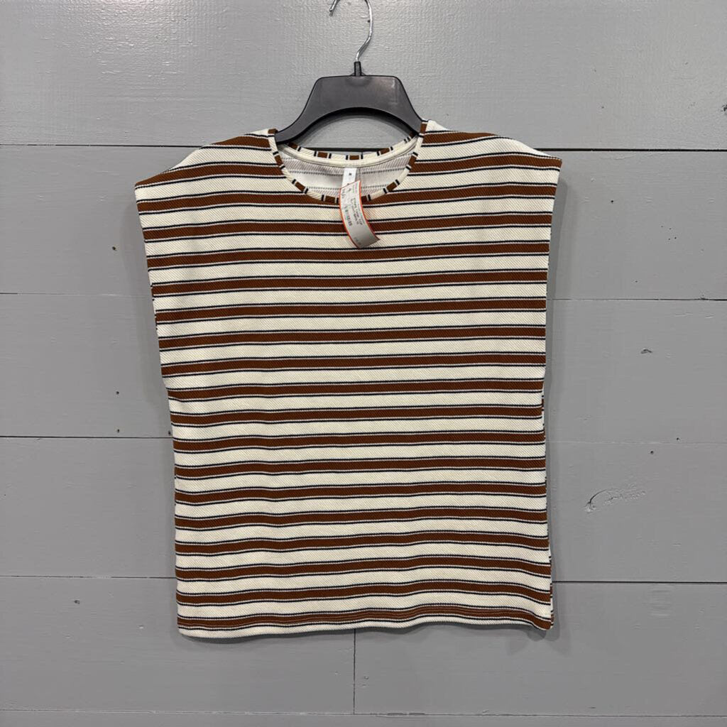 GLAM,STRIPE TANK TOP ,BLK/WHT/BRN,M