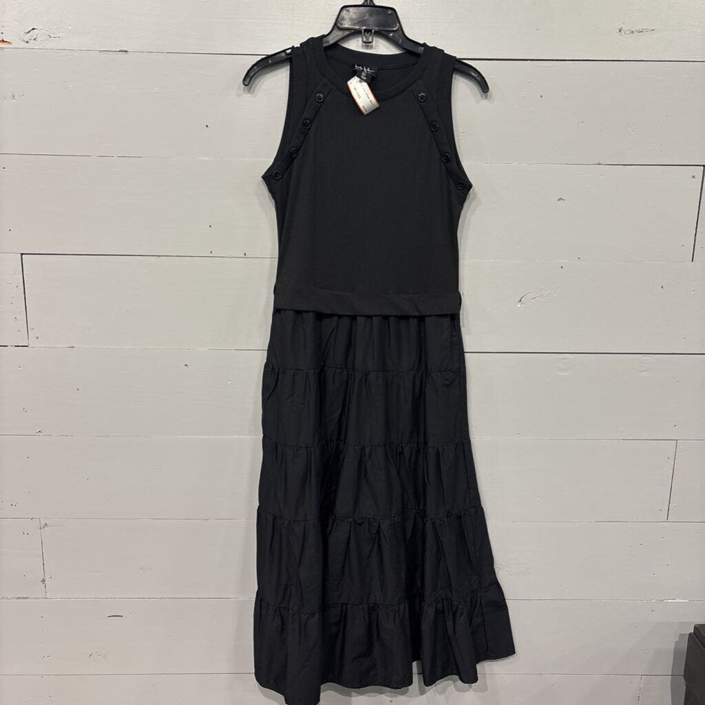 NICOLE MILLER,RUFFLE TANK DRESS ,BLK,S