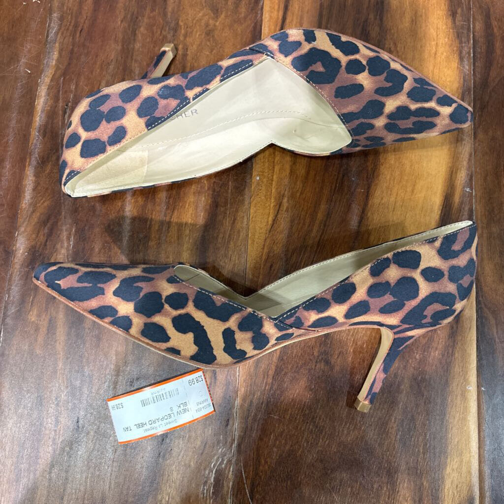 MARC FISHER,NEW LEOPARD HEEL ,TAN BLK ,8