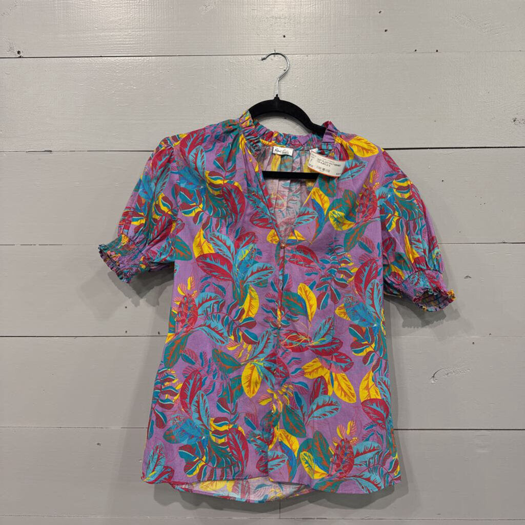 ROBERT GRAHAM,SOFT PLANT PATTERNED TOP,PURPLE,S