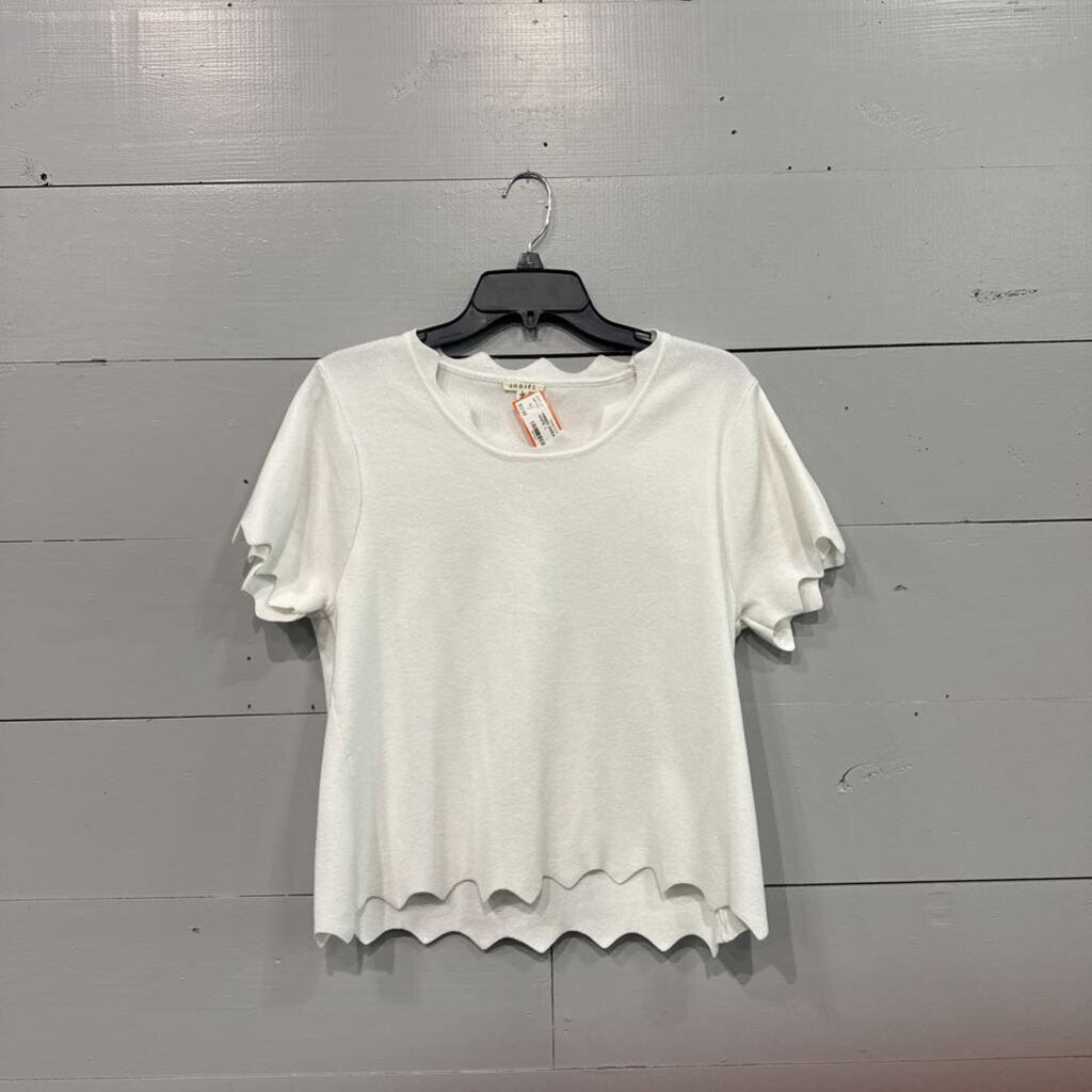 JODIFL,RIBBED SWEATER TOP ,WHITE ,L