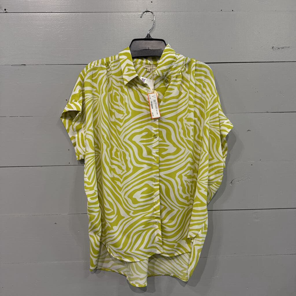 JODIFL,NWT PATTERNED TOP ,GRN WHT ,L