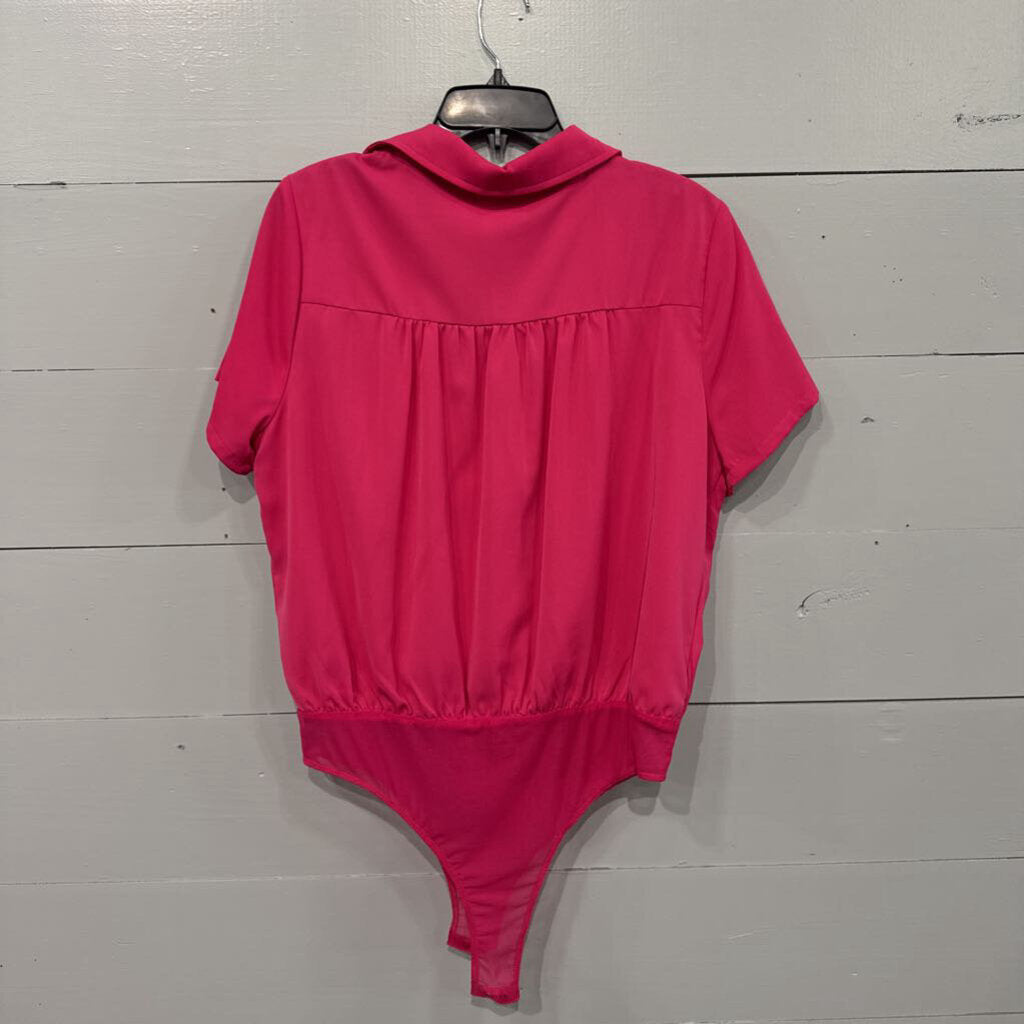 ENTRO,COLLARED BODYSUIT TOP ,PINK ,L