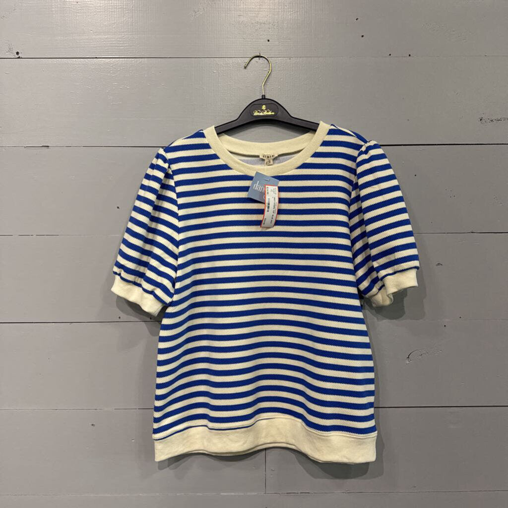 JODIFL,NWT STRIPE TOP ,BLUE WHT ,L