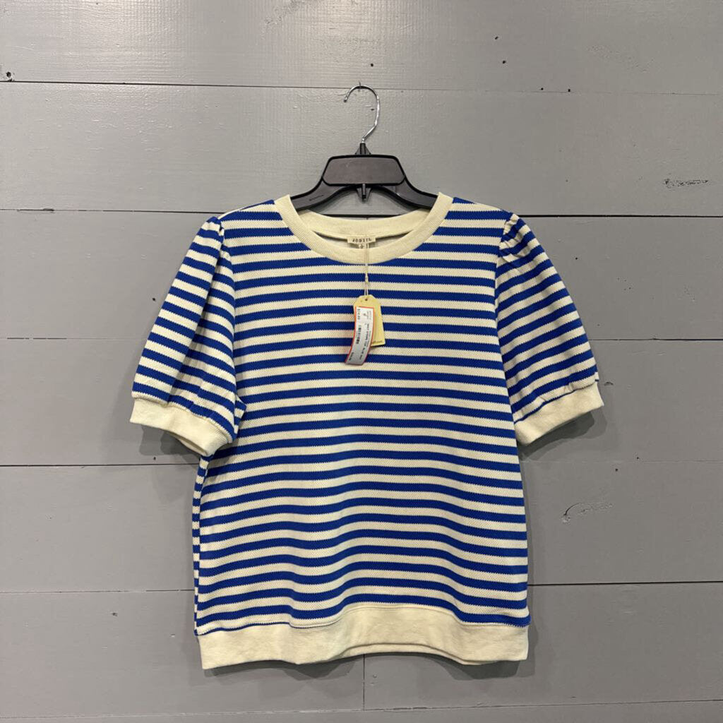 JODIFL,NWT STRIPE TOP ,BLUE WHT ,L