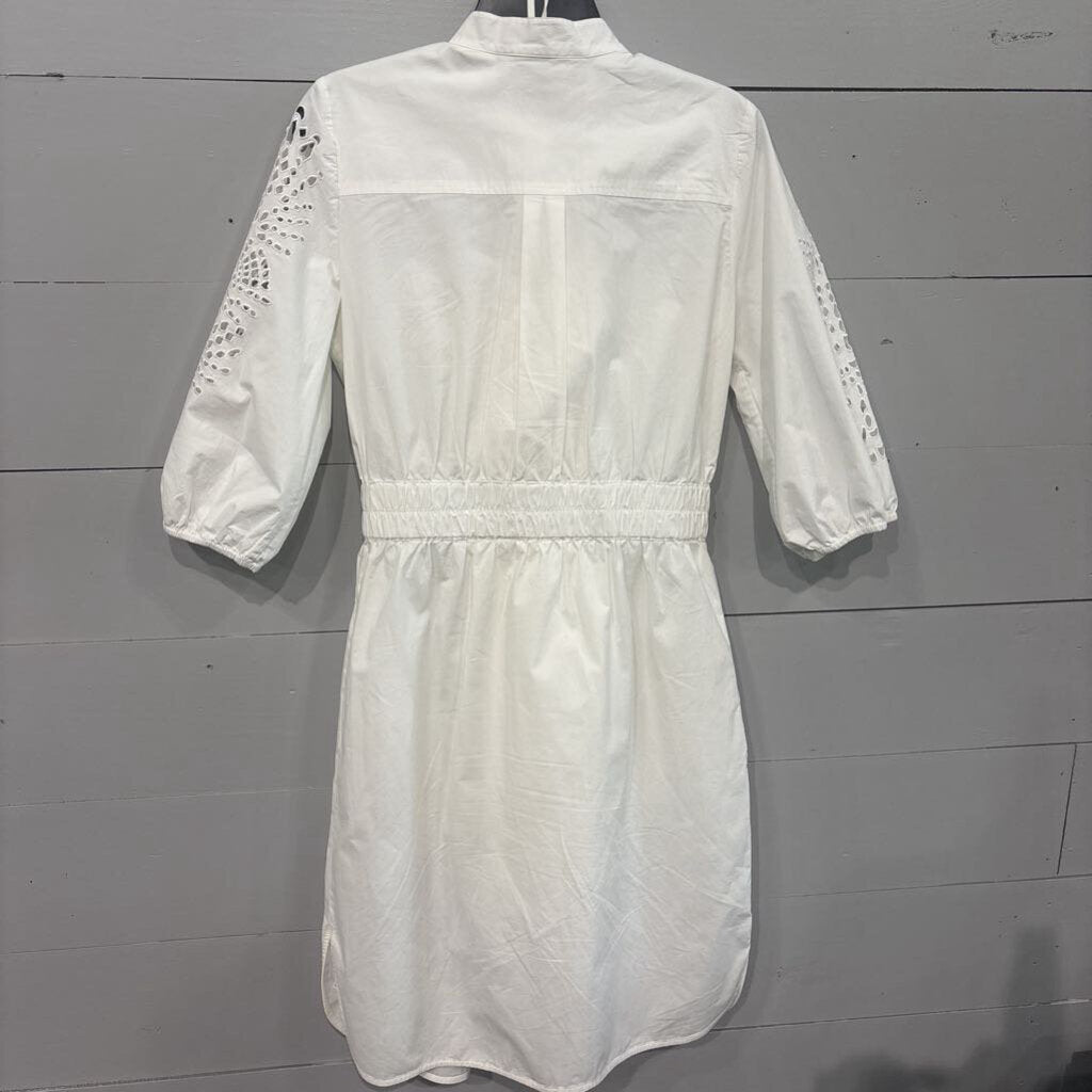 WHITE HOUSE BLACK MARKET,LACE BUTTONUP DRESS ,WHITE ,6