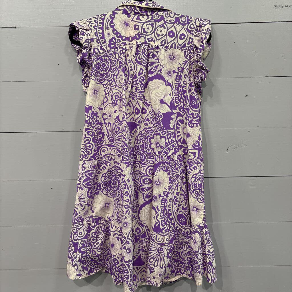 UMGEE,TIERED DRESS,PURPLE AND IVORY,LARGE