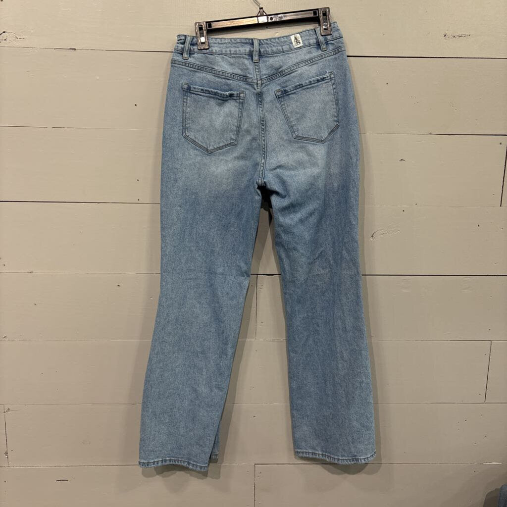 ALTERED STATE,DISTRESSED WIDE LEG DENIM,BLUE,28