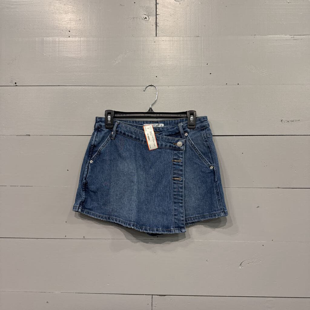 ALTERED STATE,DENIM CUTOFF SKORT ,BLUE,MEDIUM