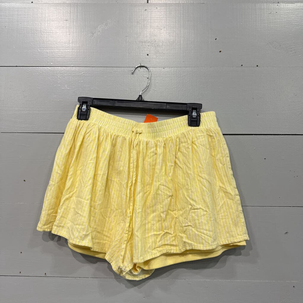 ALTERED STATE,STRIPED LINEN SHORTS,YELLOW,MEDIUM