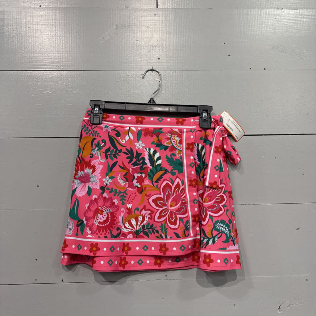 NO LABEL, FLORAL SWIM SKIRT,PINK,OS