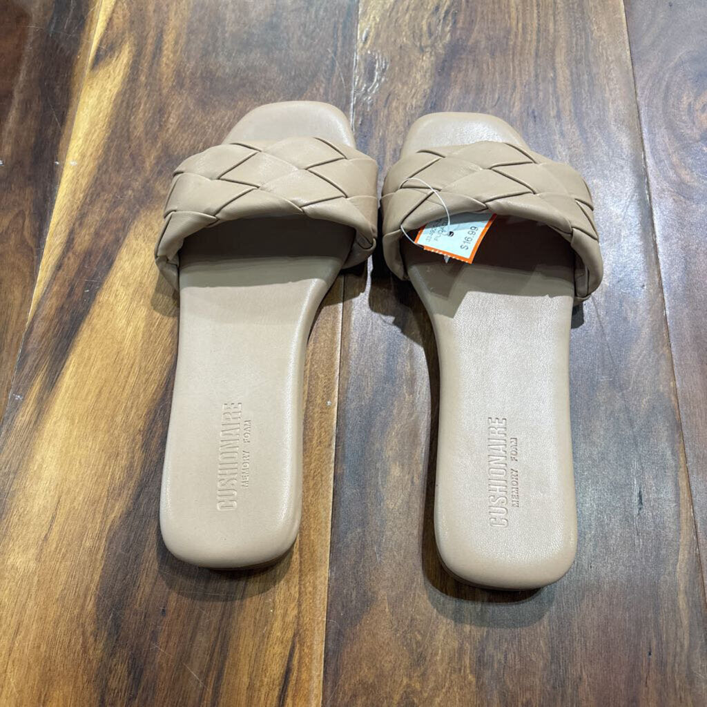 CUSHIONAIRE,BRAIDED SANDAL ,TAN ,8