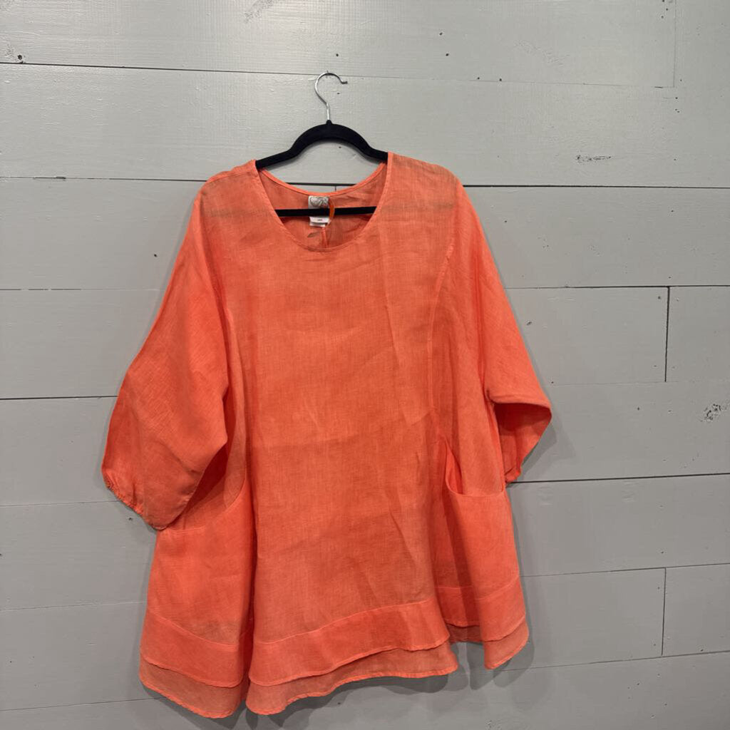 LA FIXSUN,OS LINEN TOP ,ORG ,L