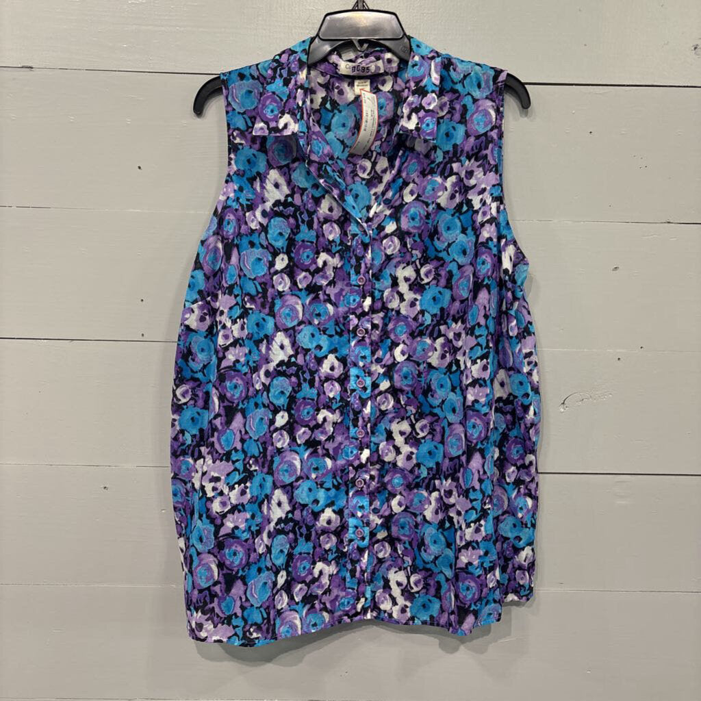 PATTERNED TANK TOP ,PUR BLUE ,L