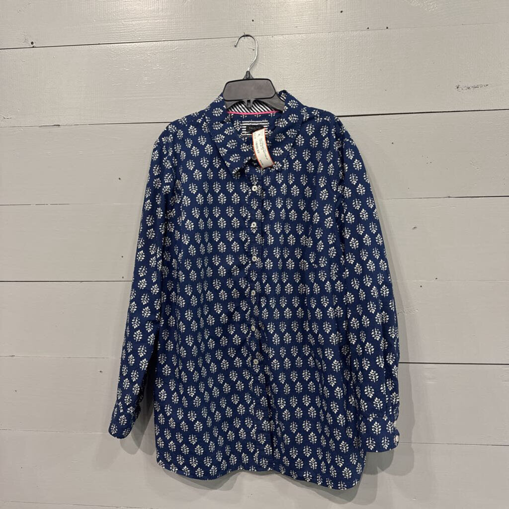 TALBOTS,*PATTERENED BUTTON UP TOP,BLUE ,2X