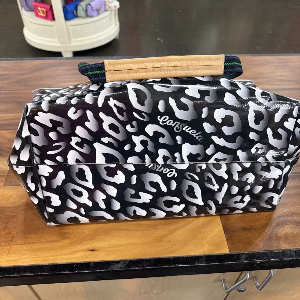 CONSUELA,CONSUELA LEOPARD WEEKEND BIG TOTE,BLK WHT
