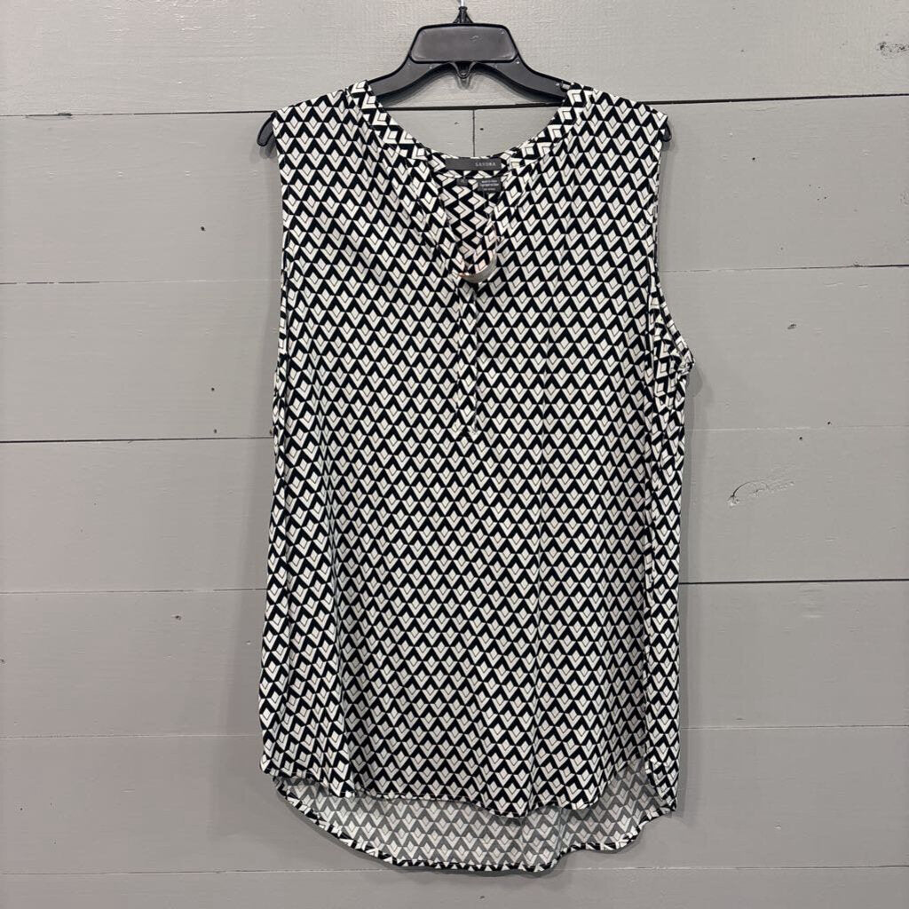 SANDRA,PATTERNED TANK TOP ,BLK WHT ,XL